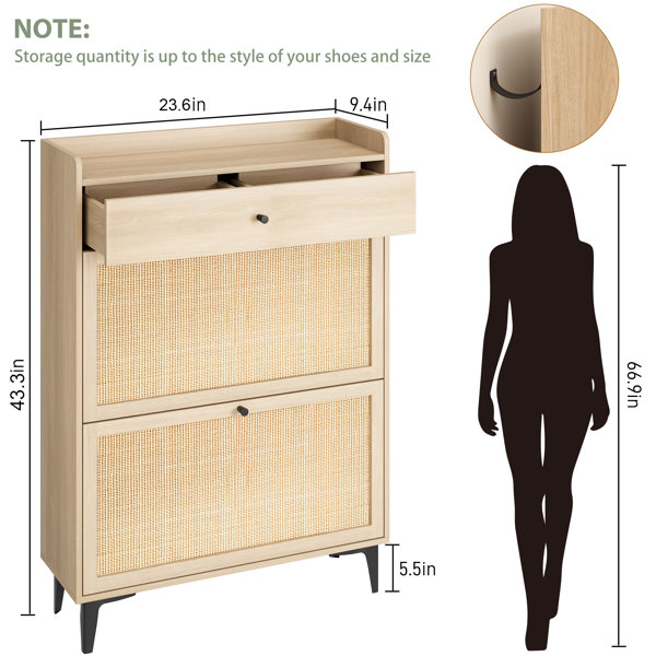 Bay Isle Home™ Lilac Rattan Shoe Storage Cabinet & Reviews | Wayfair